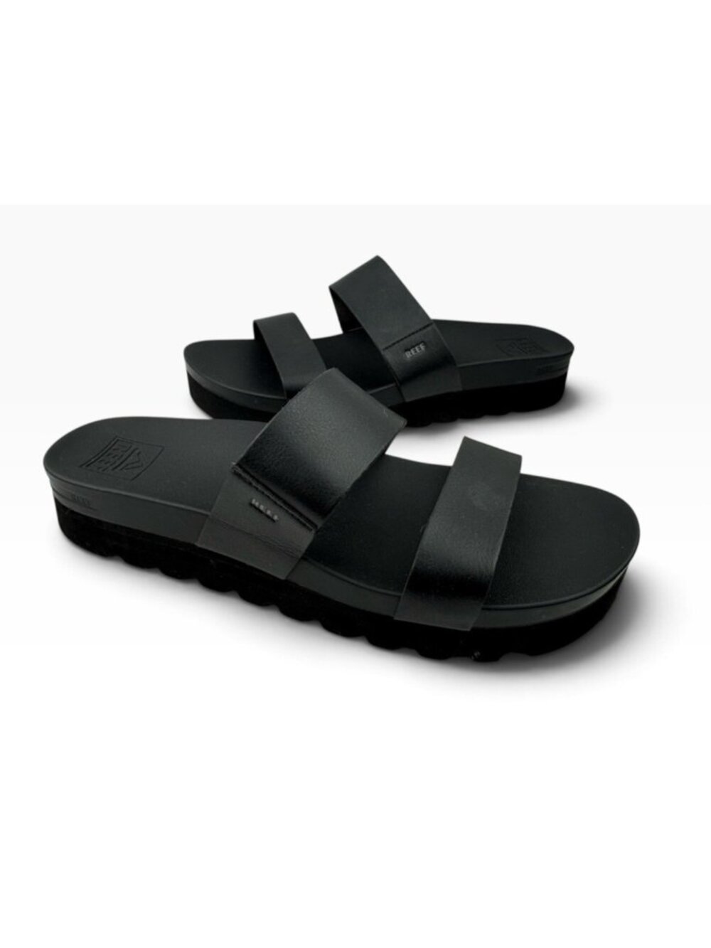 -REEF Cushion Vista Platform Sandal Womens 12 Black Comfort Slide Casual Shoe